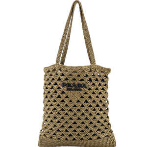 Prada Triangle Logo Tote Raffia Crochet #240260P13B